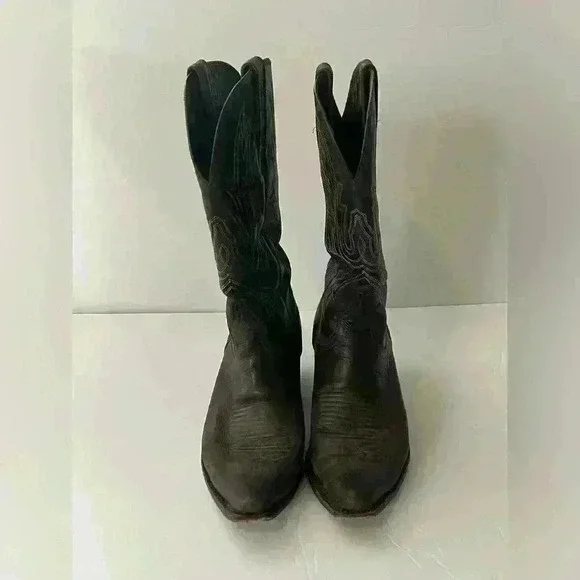 Charlie 1 Horse Mad Dog Calf Cowboy Boots Chocolate Brown Size 7.5 - Picture 6 of 11